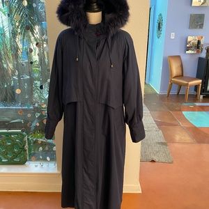 Rain coat, removable lining, removable hood